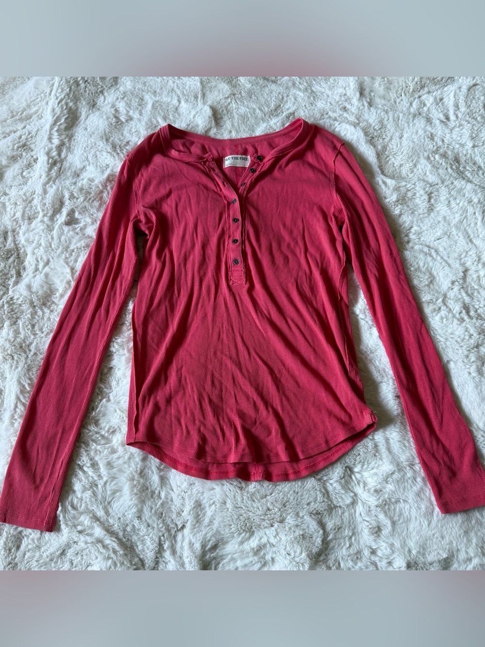 Free People Long-Sleeve Henley Top in Berry - Size Large
